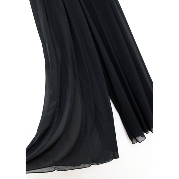 Tadashi Shoji Bridal Mikado Jumpsuit 6 Black Lace Overlay Chiffon Wide Leg $490 - Picture 8 of 16